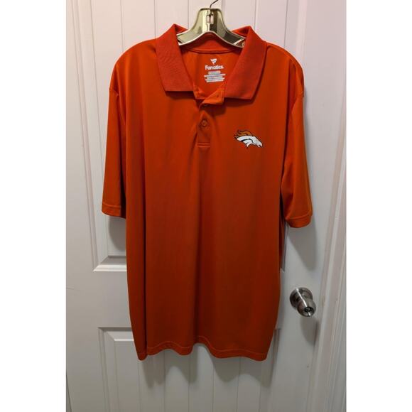NFL Fanatics Denver Broncos Xtra-Lite Polo Orange Men's Size 2XL Game Day - Picture 2 of 6